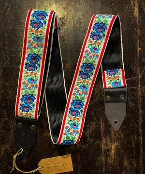 Holy Cow Blue Rose on White Real Vintage 70's Guitar Strap