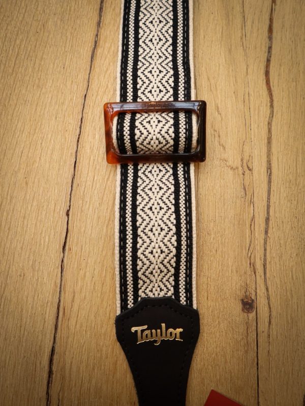 Taylor White/Black Jacquard Cotton Guitar Strap - Afbeelding 2